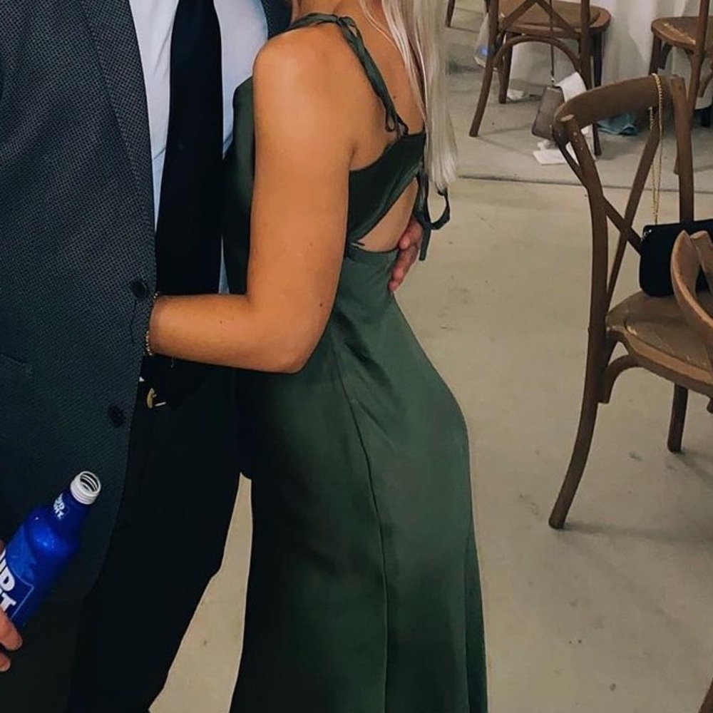 Abercrombie & Fitch Green Silk Midi Slip Dress